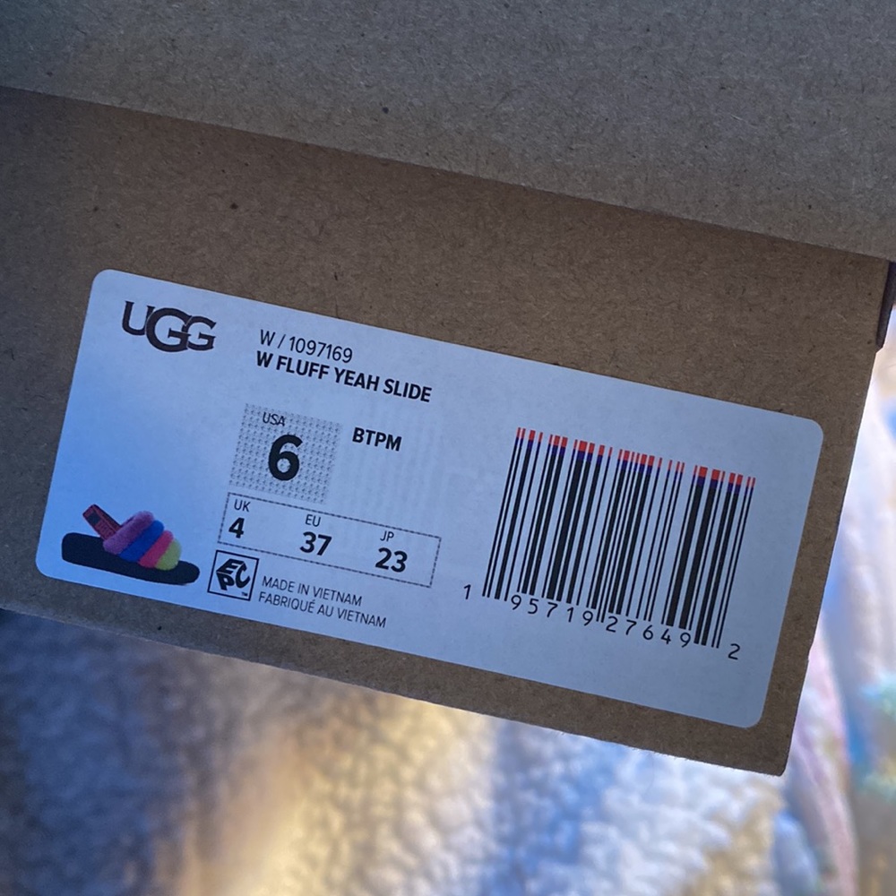 UGG β’ Genuine Shearling Fluff Yeah Slide Black/ Taffy Pink Multi - Picture 10 of 11